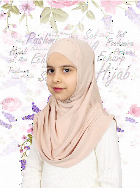 Girls Hijab - Beige - Code : 78-12 - Turkey