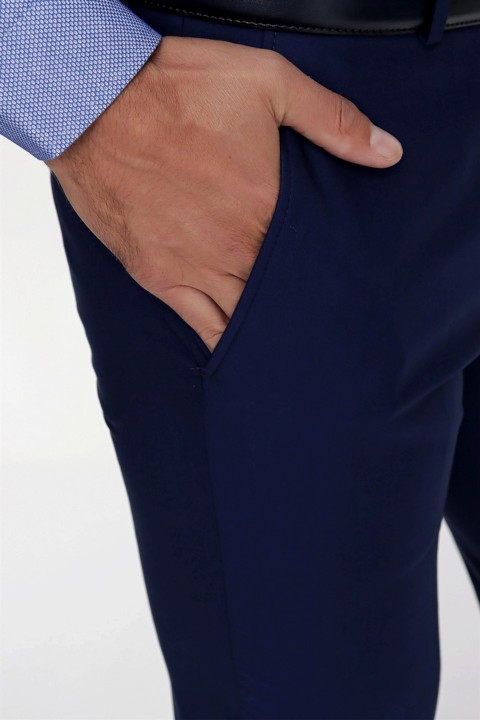 Men's Sax Basic Slim Fit Side Pocket Fabric Trousers 100350622