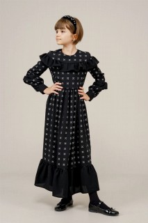 Daily Dress - Young Girl Collar and Sleeves Pleated All-Length Dress 100352537 - Turkey