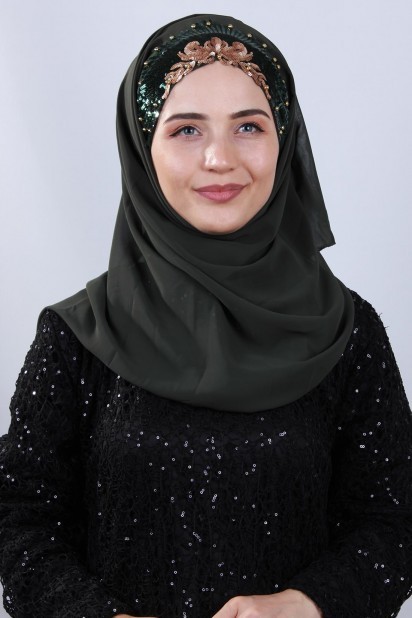 Woman Hijab & Scarf - Design Princess Shawl Khaki 100282897 - Turkey