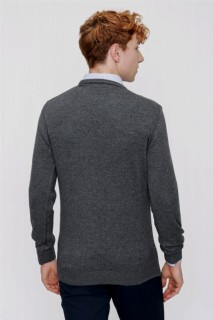Men's Anthracite Dynamic Fit Basic Crew Neck Knitwear Sweater 100345099