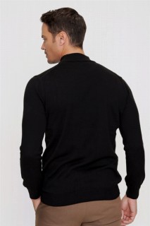 Men Black Dynamic Fit Comfortable Cut Basic Half Turtleneck Knitwear Sweater 100345103