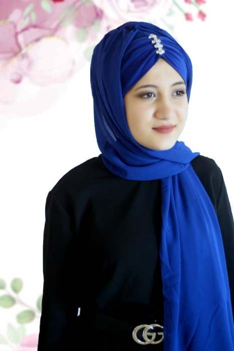 Ready to wear Hijab-Shawl - آبی - کد: 62-08 - Turkey