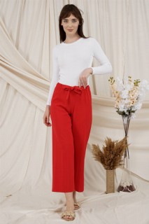 Pants - Women's Wide Leg Fabric Trousers 100326064 - Turkey