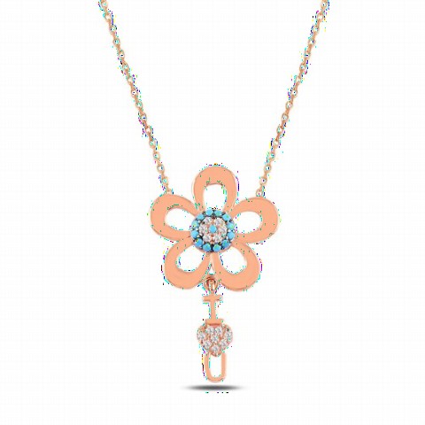 Jewelry & Watches - Flower Model Evil Eye Motif Women's Silver Necklace 100347617 - Turkey