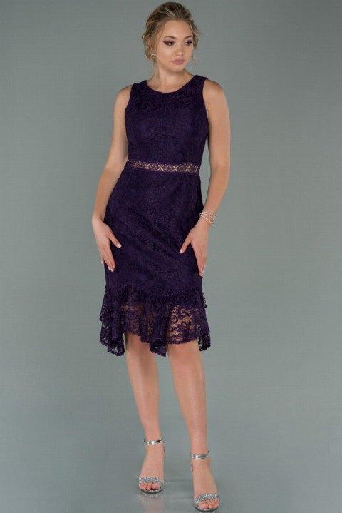 Woman Clothing - Evening Dress Sleeveless Midi Lace Invitation Dress 100297307 - Turkey