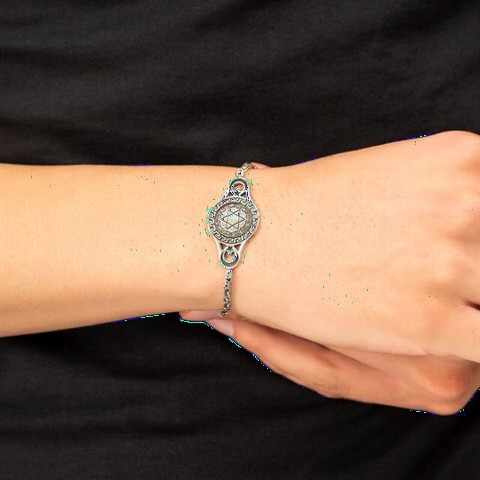Bracelet - Tumbled Solomon Embroidered King Silver Bracelet 100349418 - Turkey
