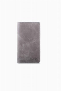 Men - Guard Plus Antique Gray Leather Unisex Wallet with Phone Entry 100345361 - Turkey