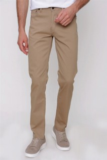Subwear - Mens Beige Summer Dobby Cotton 5 Pockets Dynamic Fit Casual Fit Trousers 100350868 - Turkey