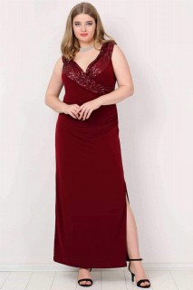 Woman Clothing - Angelino Plus Size Sequined Long Evening Dress 100276017 - Turkey