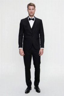 Outdoor - Men's Black Santorin Ceremonia Jacquard Slim Fit Slim Fit Suit 100350649 - Turkey