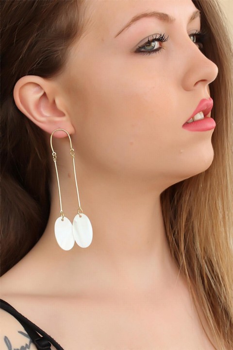 Earrings - Pearl Stone Gold Metal Women's Earrings 100318457 - Turkey