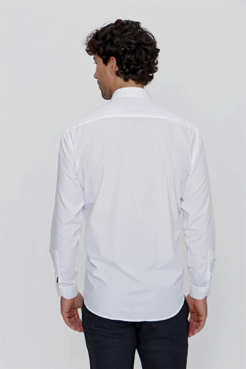 Men's White Basic Pocketless Regular Fit Comfy Cut Shirt 100351035