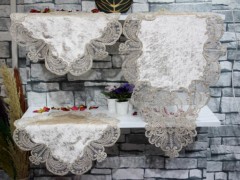Pike Cover Sets - Dowry Land French Guipure Arus 3-Piece Pique Set Cream 100331734 - Turkey