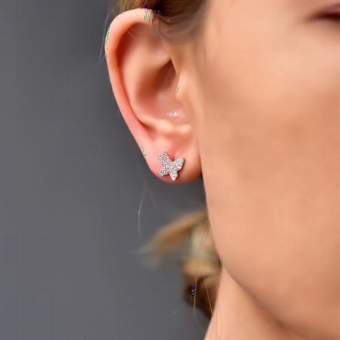 jewelry - Gemstone Butterfly Silver Earrings 100350042 - Turkey