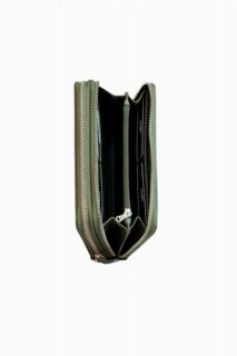 Guard Double Zippered Crazy Green Leather Clutch Bag 100346126