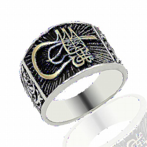 Silver Rings 925 - Yavuz Sultan Selim Tugra Silver Men's Ring 100348425 - Turkey