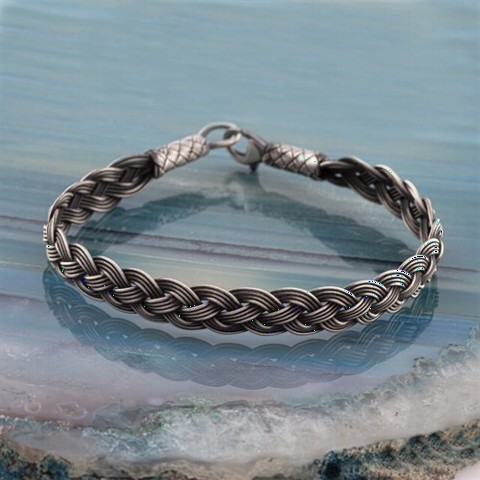Kazaz Plain Knitted Silver Bracelet 100347240