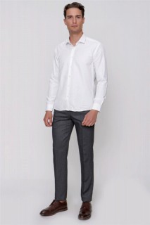Top Wear - Men's White Saldera Slim Fit Slim Fit Straight Long Sleeve Shirt 100351321 - Turkey