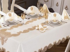 Verna Table Cloth 26 Pieces Cream Gold 100329333