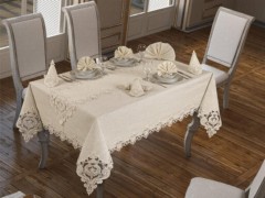 Rectangle Table Cover - Nappe Guipure Duru Crème 100329250 - Turkey