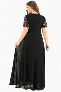 Guipure Chiffon Plus Size Evening Dress BLACK 100276250
