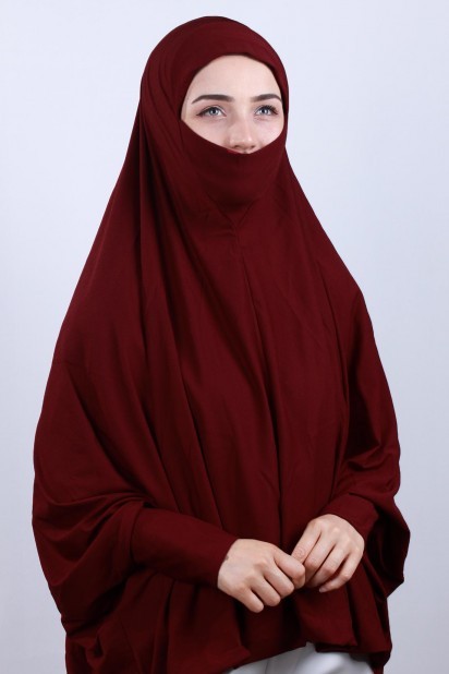 Ready to wear Hijab-Shawl - 5XL Veiled Hijab Red 100285096 - Turkey