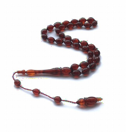 Men - Red Mosaic Fire Amber Rosary with Custom Work 100348446 - Turkey