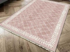 Home Product - Non-Slip Base Digital Print Velvet Carpet Checkers Powder 180x280 cm 100260364 - Turkey