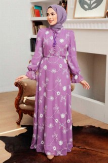 Woman Clothing - Robe Hijab Lila 100341437 - Turkey