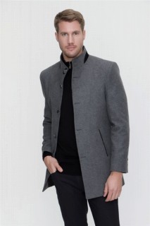 Coat - معطف ترند كاجوال ملائم ديناميكي رمادي داكن للرجال 100350661 - Turkey