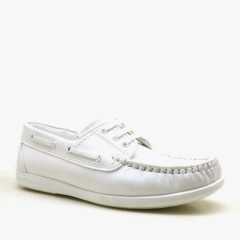 Boy Shoes - Feniks White Lace-up Young Boys' Sailor Shoes 100278686 - Turkey