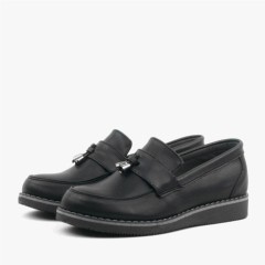 Black Matte Loafer Kids School Shoes 100352410