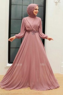 Evening & Party Dresses - فستان سهرة حجاب بودرة وردي 100340336 - Turkey