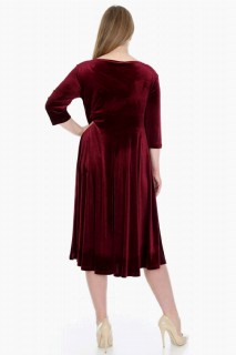 Plus Size Velvet Dress Claret Red 100276182