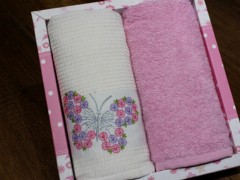 Other Accessories - Land of Dowry Cross-stitch Embroidered Double Kitchen Napkin Lilac 100331477 - Turkey