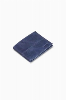 Wallet - Portefeuille pour homme en cuir classique mince bleu marine antique 100346097 - Turkey