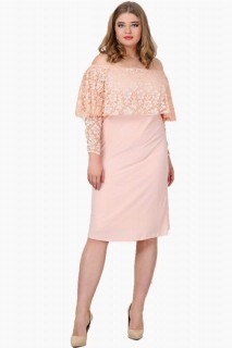 Evening Cloths - Plus Size Open Shoulder Mini Evening Dress 100276101 - Turkey