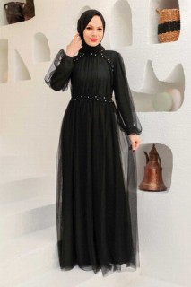 Wedding & Evening - Black Hijab Evening Dress 100340048 - Turkey