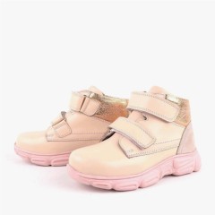 Genuine Leather Pink Velcro Girls' Boots 100316948