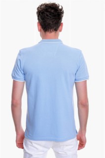 Men's Blue Basic Polo Collar No Pocket Dynamic Fit Comfortable Fit T-Shirt 100352607
