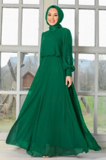 Evening & Party Dresses - فستان سهرة حجاب أخضر 100338571 - Turkey