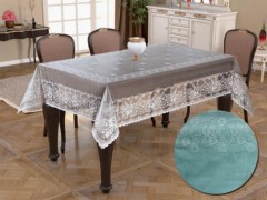 Rectangle Table Cover - مفرش طاولة مستطيل بنمط لوحة محبوكة فيروزي رقيق 100259276 - Turkey