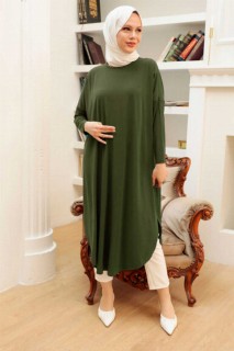 Woman Clothing - Khaki Hijab Tunic 100338749 - Turkey