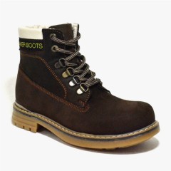 Boots - Zipped Brown Genuine Leather Winter Children Boots 100278622 - Turkey