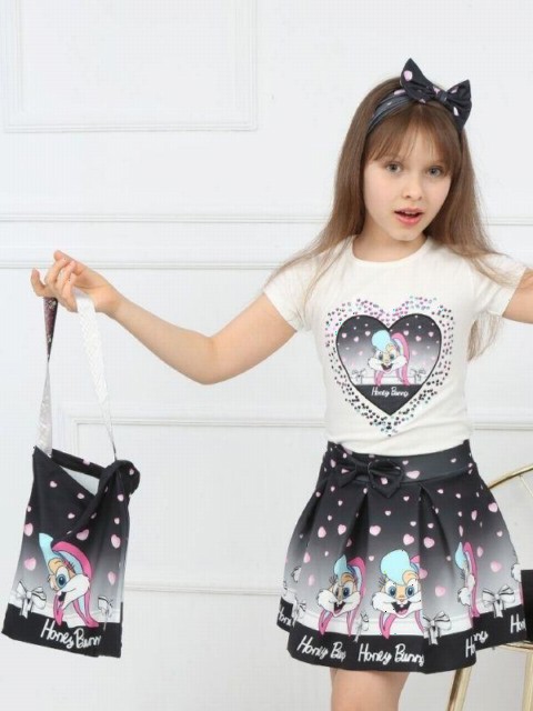 Outwear - Girl Honey Bunny Black Skirt Suit 100326698 - Turkey