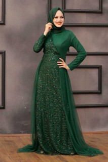 Evening & Party Dresses - فستان سهرة حجاب أخضر 100338012 - Turkey