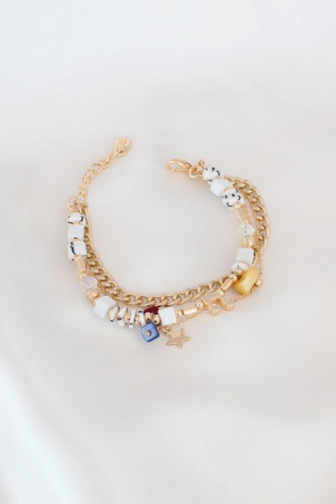 Bracelet - Multi Star Detail Gold Color Women's Bracelet 100327668 - Turkey