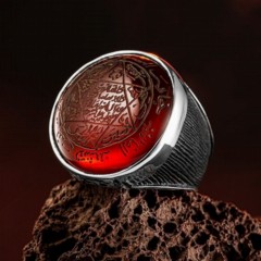 Men Shoes-Bags & Other - Stamp of Solomon Engraved Silver Ring on Agate Stone 100346541 - Turkey
