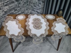 Living room Table Set - Dowry Land Gerdan Linen 3-Piece Bedroom Set Cream 100331196 - Turkey